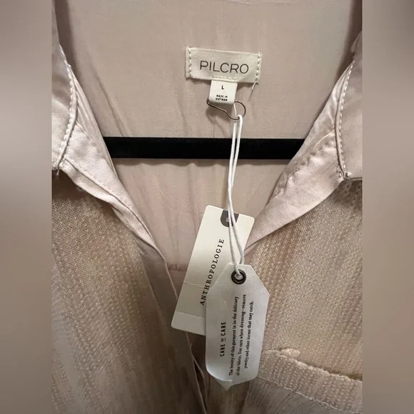 Pilcro Long Sleeve Sequin Mini Shirt Dress Womens Size L Collard Neckline - New - Picture 6 of 6